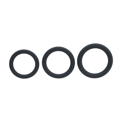 Classic Silicone Cockring Set of 3 - L/XL/XXL - Black