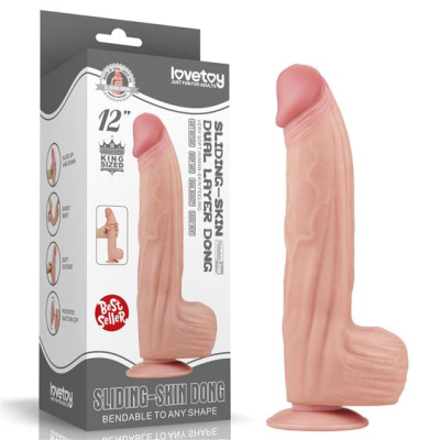 12\'\' King Sized Sliding Skin Dual Layer Dong