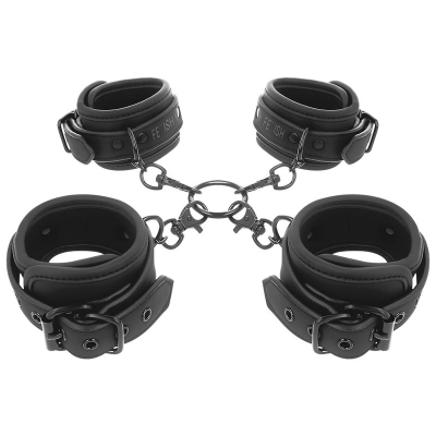 FETISH SUBMISSIVE - SET OF HAND AND ANKLE HANDCUFFS WITH NOPRENE LINING