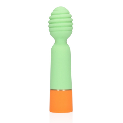 Ribbed Mini Vibrator with USB Charger - Spring Sage