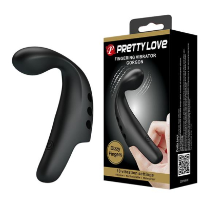 Pretty Love Rechargeable Vibrating Finger Sleeve Gordon Black