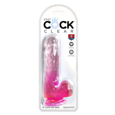 KingCockClear 6 w balls pink