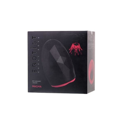 Erotist Magma; Rechargeable masturbator with heating, Silicone, Black, 12 cm