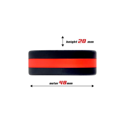Penis Ring 100% Solid Silicone 3.6 cm Red and Black