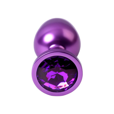 Purple anal plug TOYFA Metal,with a amethyst colored gem