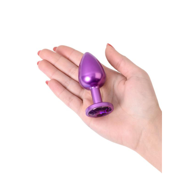 Purple anal plug TOYFA Metal,with a amethyst colored gem