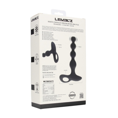 Remote Control Beaded Vibrating Silicone Anal Plug - Black