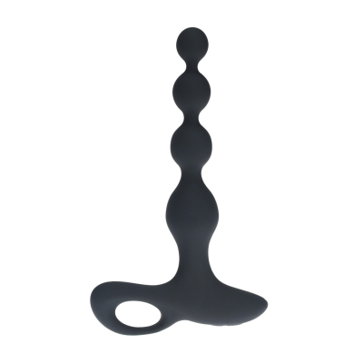 Remote Control Beaded Vibrating Silicone Anal Plug - Black