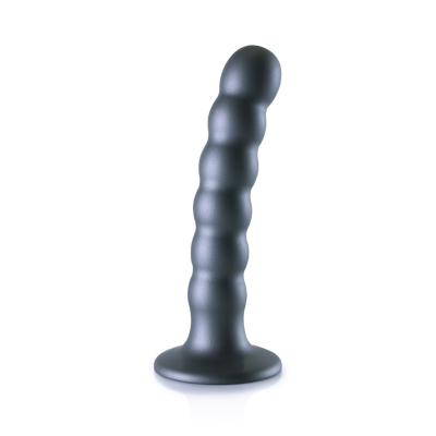 Beaded Silicone G-Spot Dildo - 5\'\' / 13 cm - Gunmetal
