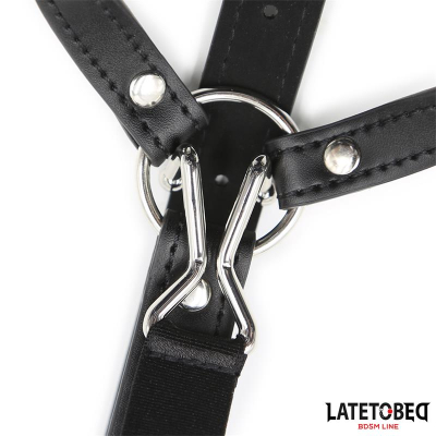 Head Harness with Ball Gag and Nose Hook
