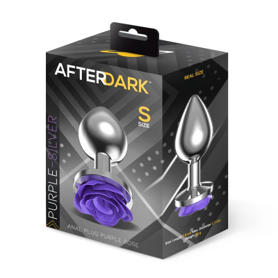 Metal Anal Plug with Purple Rose Base - Size S
