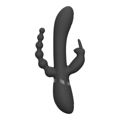 Rini - Pulse Wave Vibrating Double Penetration Rabbit - Black