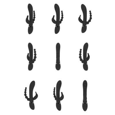 Rini - Pulse Wave Vibrating Double Penetration Rabbit - Black