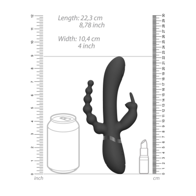 Rini - Pulse Wave Vibrating Double Penetration Rabbit - Black