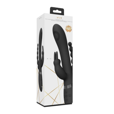 Rini - Pulse Wave Vibrating Double Penetration Rabbit - Black