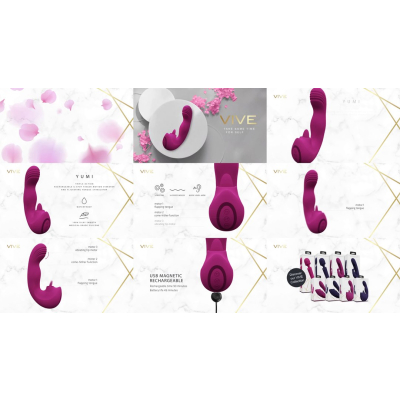 Yumi - Triple Motor G-Spot Finger Motion Vibrator and Flickering Tongue Stimulator - Pink