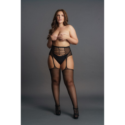 High-Waist Garterbelt Stockings - Plus Size