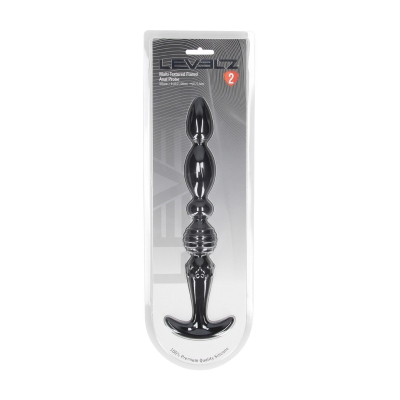 Multi Textured Silicone Flared Anal Probe - Black