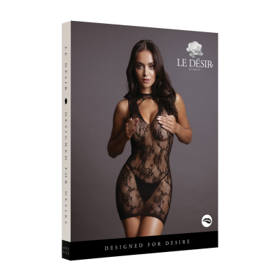 High Neck Lace Mini Dress - One Size