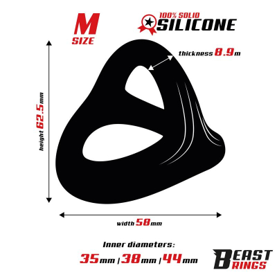 Triple Cock Ring Solid Silicone 44/38/35 mm Size M