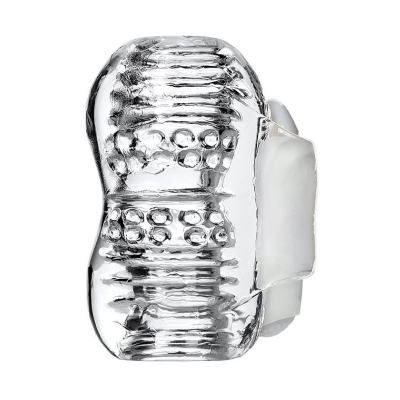 Lingam Khani, Vibrating Masturbator, TPE, Transparent, 9 cm