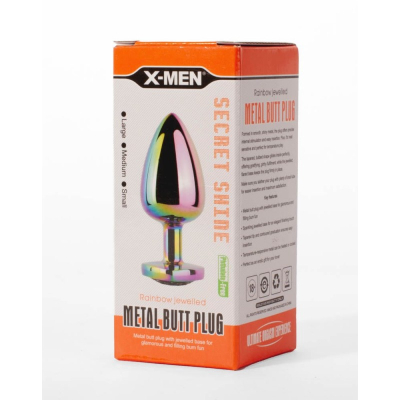 Błyszczący metalowy korek analny Secret Shine 7,1cm X-MEN