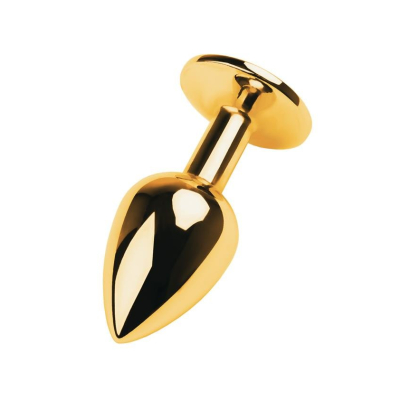 Golden anal plug TOYFA Metal,with a tourmaline colored gem