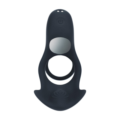 Triple Motor Vibrating Silicone Cockring - Black