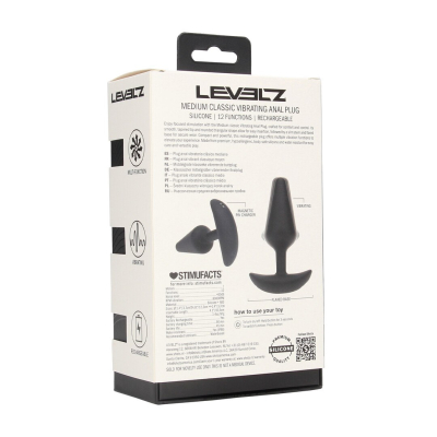 Classic Vibrating Silicone Anal Plug - M - Black