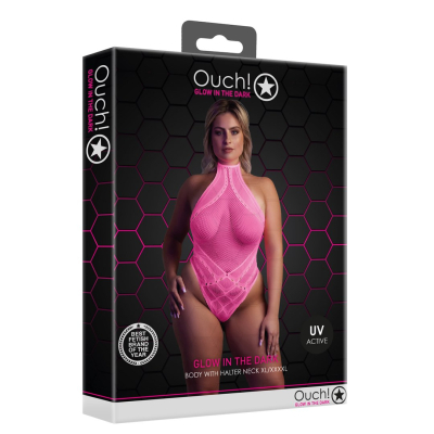 Body with Halter Neck - Plus Size - Neon Pink