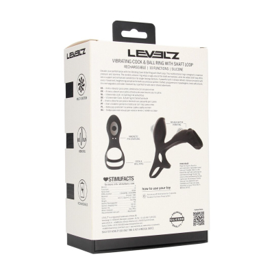 Vibrating Silicone Cock and Ball Ring with Shaft Loop - Black