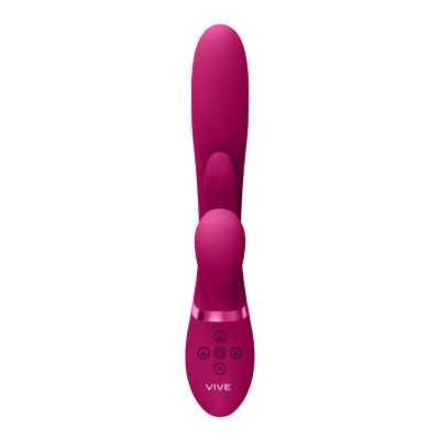 Kura - Thrusting G-Spot Vibrator with Flapping Tongue and Pulse Wave Stimulator - Pink