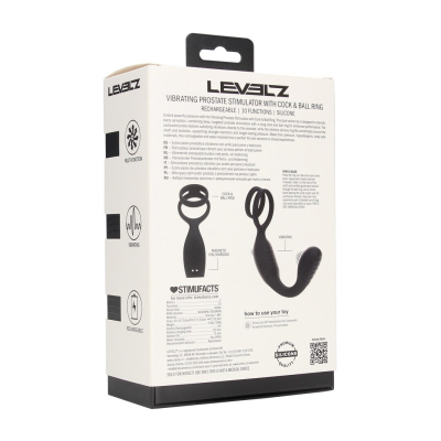 Vibrating Silicone Prostate Stimulator with Cock and Ball Ring - Black