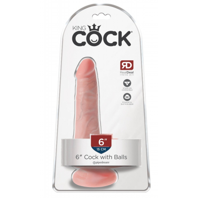 King Cock Dildo z przyssawką i jądrami 15,2cm