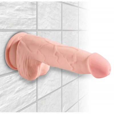 Grube dildo z jądrami i przyssawką 17,8 cm King Cock