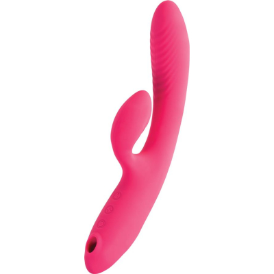 JOS Vibrator with vacuum wave stimulation Enila, silicone, pink, 23 cm