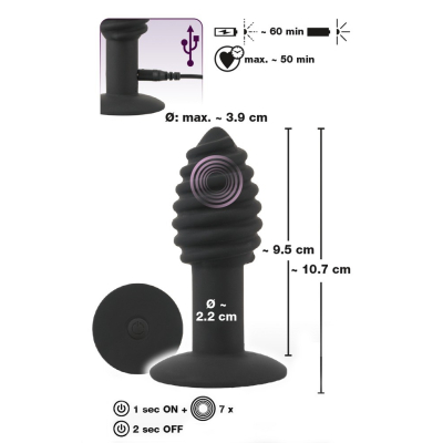 Stymulujący korek analny Twist 10,7 cm Black Velvets