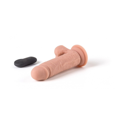 REALISTIC VIBRATOR \"R12\" FLESH 14.4CM W/ REMOTE CONTROL