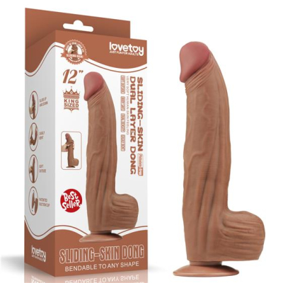 12\'\' King Sized Sliding Skin Dual Layer Dong