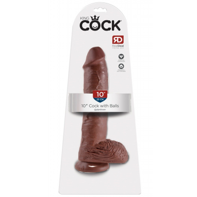 Dildo King Cock użyłowione z jądrami 25,4cm brązowe