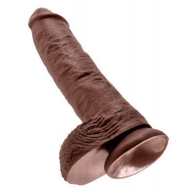 Dildo King Cock użyłowione z jądrami 25,4cm brązowe