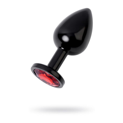 Black anal plug TOYFA Metal,with a ruby colored gem