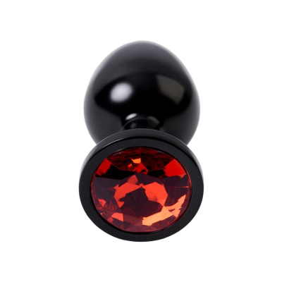 Black anal plug TOYFA Metal,with a ruby colored gem