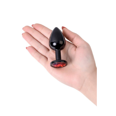 Black anal plug TOYFA Metal,with a ruby colored gem