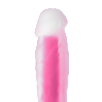 Dildo z przyssawką świecący różowy i twardy wariat 22cm Toyfa