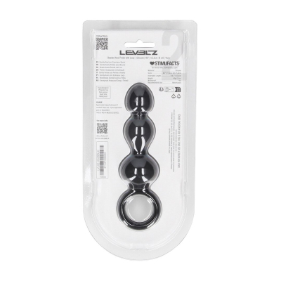 Beaded Silicone Anal Probe with Loop - Black