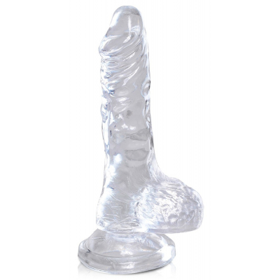 Dildo King Cock Clear z jądrami i przyssawką 10,2cm