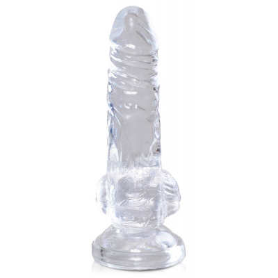 Dildo King Cock Clear z jądrami i przyssawką 10,2cm