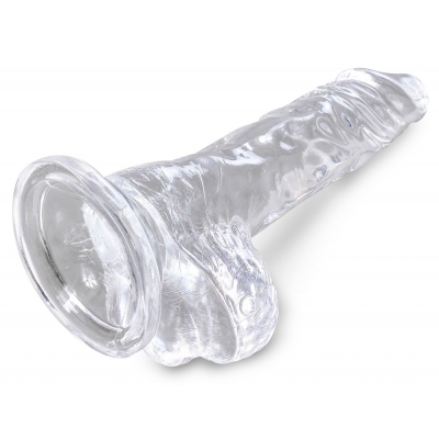 Dildo King Cock Clear z jądrami i przyssawką 10,2cm