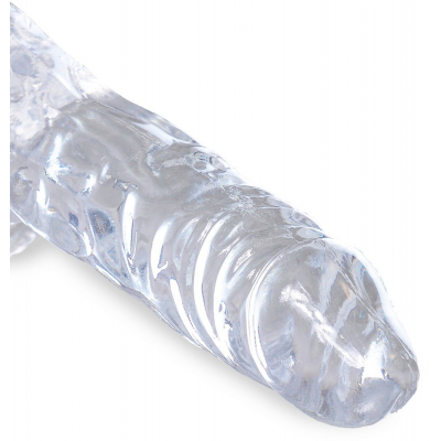 Dildo King Cock Clear z jądrami i przyssawką 10,2cm